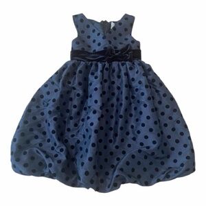 Cherokee Girls Size 7 Polka Dot Black Velvet Dress